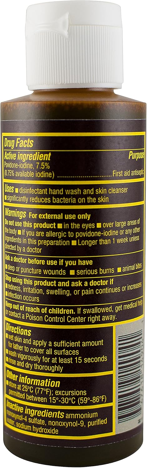 Betadine Skin Cleanser, 4 Ounces, Antiseptic Hand Wash...