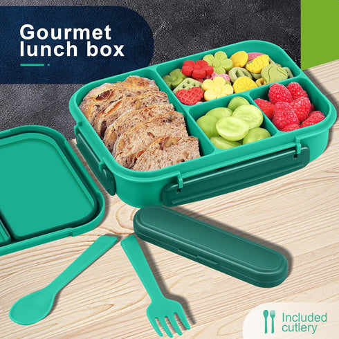 Bento Box Adult Lunch Box,Kids Child Lunch Box-Leak-Proof Bento Box with Utensil,Lunch Containers for Adults Men Women with 4 Compartments,Microwa...