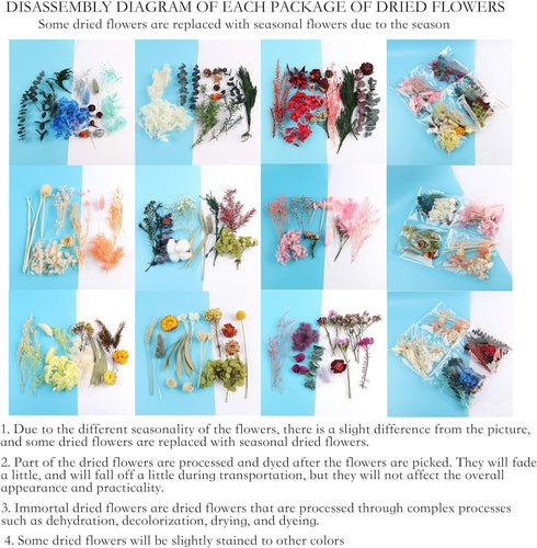 4 Packs Real Natural Dried Flowers for Making Mobile Phone Case Candle Handmade Crafts Epoxy Resin Pendant Necklace Jewelry DIY Accessories,Mixed ...