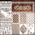 Stencils for Crafts Reusable 11.7x8.26” Furniture Stencils Damask Stencil Corner Border Stencil Texture Stencils Drawing Template for Wood Wall Ca...