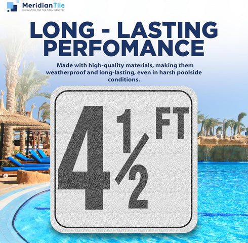 Aquatic Custom Tile, 4 1/2FT Pool Depth Markers, 6x6 Inches Vinyl Pool Stickers, Swimming Pool Number Markers, Pool Safety Signage, Adhesive Pool ...