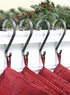 Haute Decor Stocking Scrolls Stocking Hanger - 4 Pack Holly Embossed (Pewter) - Christmas Stocking Holder for Various Mantel Sizes, Including Larg...