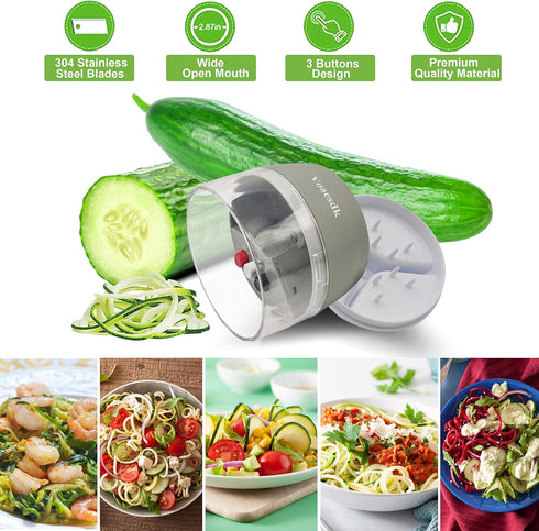 Handheld Spiralizer Vegetable Slicer,4 in 1 Heavy Duty Veggie Spiralizer Zucchini Spaghetti Maker,Vegatable Spiral Slicer for Salad,Carrot,Fruit,C...