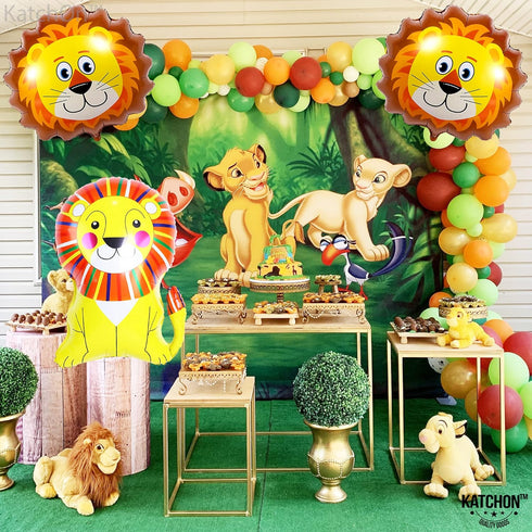 KatchOn, Lion Balloons for Birthday Party - Giant 30 Inch, Pack of 3 | Lion Foil Balloon, Lion Party Decorations | Lion Mylar Balloon, Lion Decora...