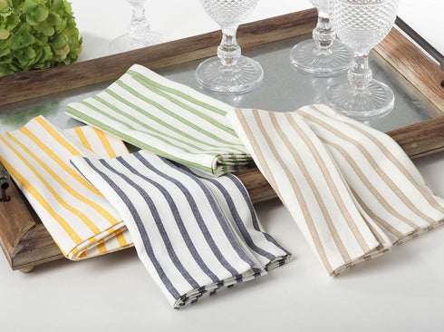 Saro Lifestyle Striped Design Cotton Table Napkin (Set of 4), 20", Yellow...