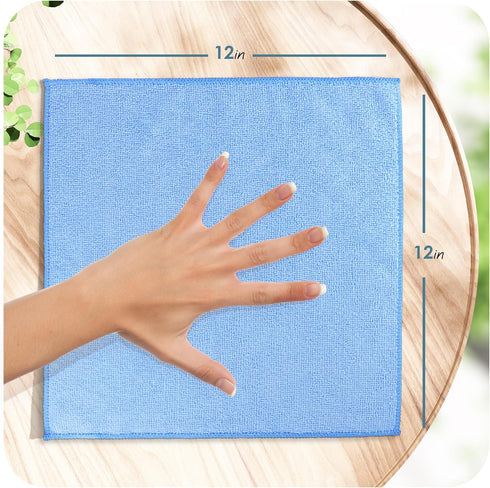 Hearth & Harbor Microfiber Cleaning Cloth, Microfiber Towels for Cars 12 Pack Washcloths, Blue Cleaning Rags, Reusable Microfiber Towel, Microfibe...