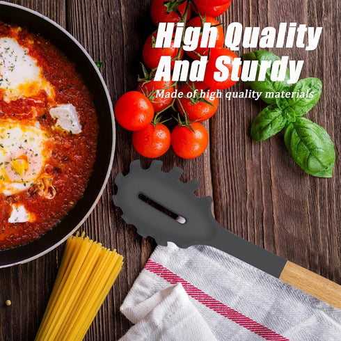 Nonstick Silicone Cooking Spoons Set, 3 PCS Large Soup Ladle Solid Spoon Pasta Server for Spaghetti Sauce Serving Stirring, Heat Resistant Kitchen...