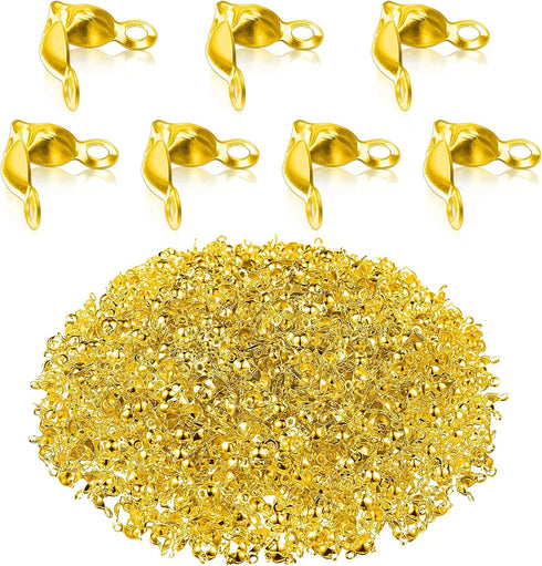 Syhood 1400 Pieces Bead Tips Knot Covers Bulk Clamshell Bead Tips for Jewelry Making Open End Caps Knot Covers for DIY Bracelet Necklaces Earrings...