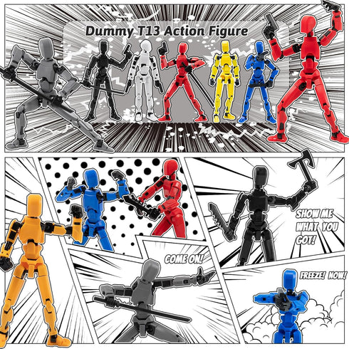 4PCS Assembled Titan T13 Action Figures Set - Robot Action Figure Fidget Toys for Boys Lucky Dummy Nova N13 Anime Figures with Multi Movable Joint...