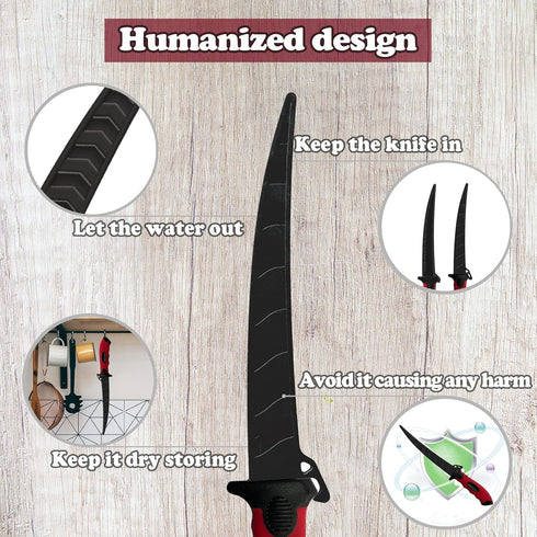 Fish Fillet Knife, 7 Inches Professional Fishing Fillet Knife Set Stainless Steel Blade in Corrosion Resistant Coating, with Sharpener and Cutting...