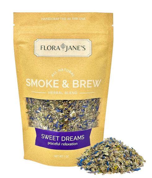 Smoke & Brew - Sweet Dreams Blend for Relaxation and Sleep - Caffiene Free Tea and Smoke Blend - Organic and Wildcrafted Herbs...