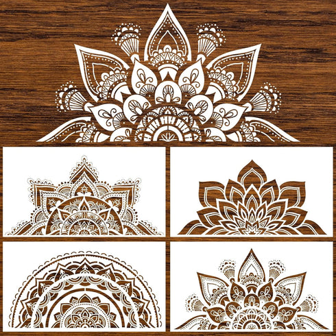 18x10 Inch Mandala Stencil Reusable Mandala Painting Templates Stencil Floral Design Stencil Mandala Drawing Craft Stencil for DIY Wall, Tile, Fur...