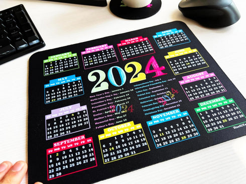 Calendar Mouse Pad 2024 Bulk 10.3"X8.3", XL Mouse Pad Calendar with Holidays, Mouse Pad Calendar 2024 Non-Slip Rubber Base, Home Office Desk Decor...