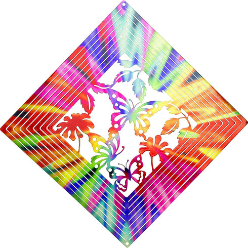 Dawhud Direct Rainbow Butterfly Kinetic Wind Spinners for Yard and Garden Wind Spinner Outdoor Metal Large Hanging Rainbow Decor Magic 3D Garden A...