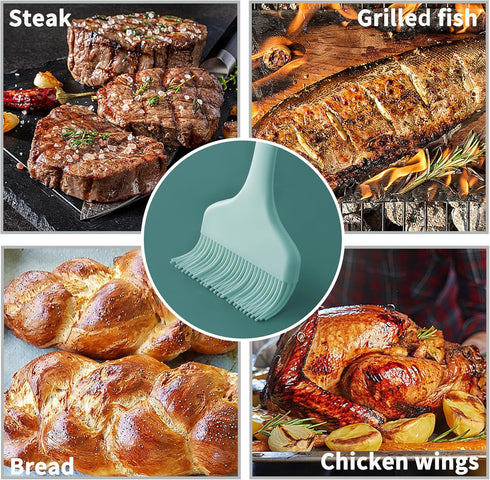 3PCS Extra Large Silicone Basting Pastry Brush, OHOLA Heat Resistant Oil Sauce Brush, Food Cooking Brush for BBQ, Grilling, Baking, BPA Free, Dish...