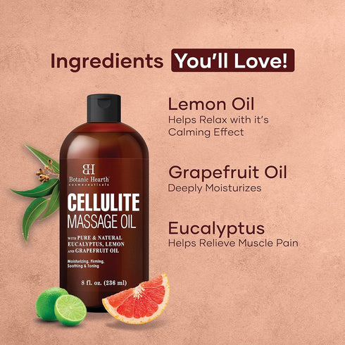 Botanic Hearth Anti Cellulite Massage Oil | Cellulite Oil for Thighs and Butt Firming | Unique Blend of Massage Essential Oils | Improves Skin Ton...