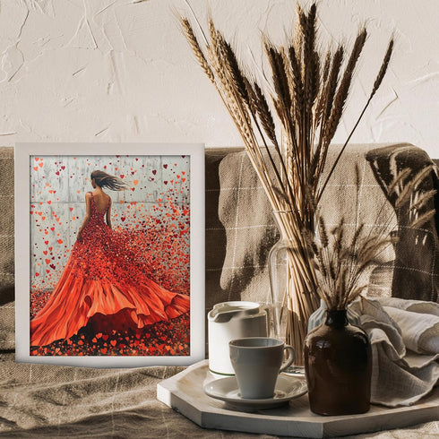 Posterizer 1 pcs-woman and cute colorful hearts-Valentine's day art -2-Romantic Art-Holiday Poster Collection-Gift for Couples boyfriend girlfrien...