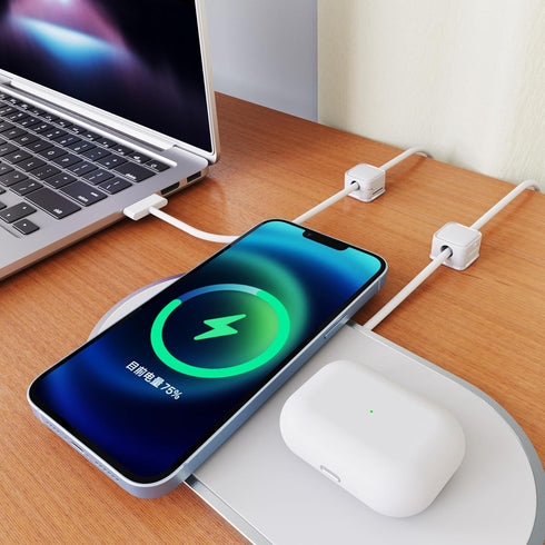 Cord Organizer Holder, 12 Pack Magnetic Desk Cable Clips Management, Hide Phone Charging Cable Keeper, Strong Adhesive Wire Charger Holder for Nig...