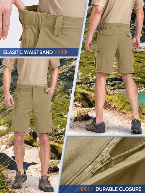 Toomett Mens Outdoor Casual Expandable Waist Lightweight Water Resistant Quick Dry Fishing Hiking Shorts,6230,Khaki,34...