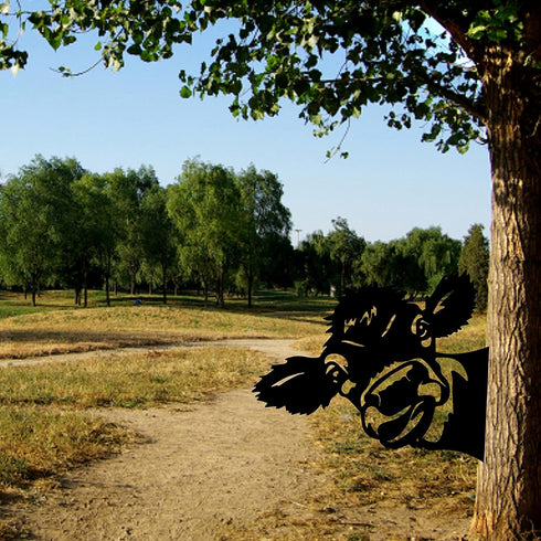 Peeping Cow Metal Art Farm Garden Decor Garden Fence Decoration Outdoor Decoration for Farmhouse,Yard,Lawn...
