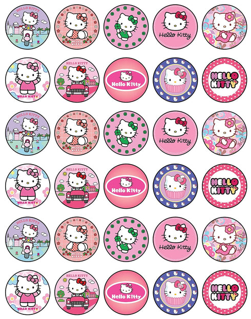 30 x Edible Cupcake Toppers – Cute Pink Cat Inspired Party Collection of Edible Cake Decorations | Uncut Edible on Wafer Sheet...