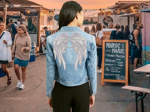 Silver Angel Wing Patches 14” | "Saints & Sinners Guardian Angels Realistic Embroidered Wings and Feathers | Back Patch for Men and Women Iron On ...