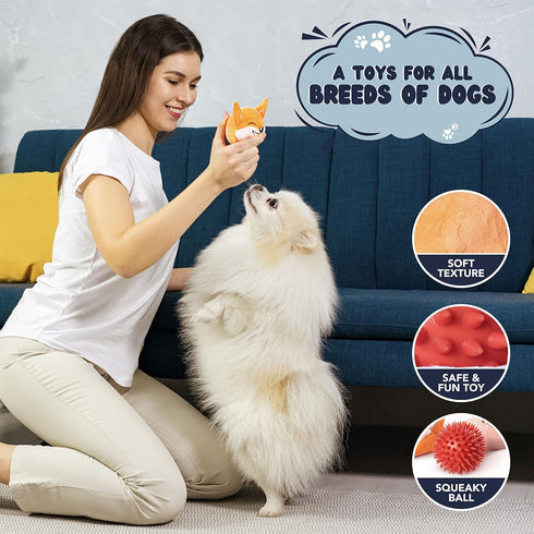 Dog Toys for Aggressive Chewers (3in1) - Squeaky Dog Toys Interactive - Dog Toys for Medium Dogs, Large & Small Breeds - Puppy Teething Chew Dog T...
