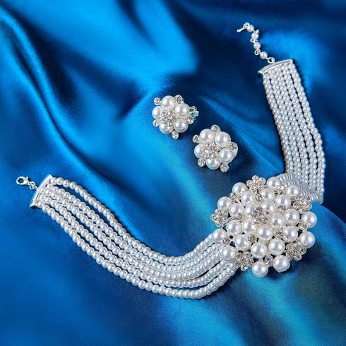 Audrey Hepburn Style Faux Pearl Necklace Set Strand Ear clip or Stud Pin on Earrings for selection Wedding Inspired by Breakfast at Tiffany's for ...