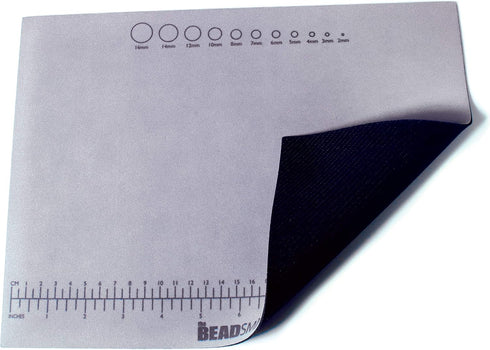 The Beadsmith Non-Slip Treasure Mat, 12.5 x 9.25 inches, Non-Slip Rubber Base with Soft Padded Surface, Laser Printed Measurements in Both inches ...