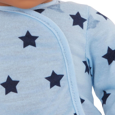 LullaBaby – 14" Baby Doll Clothing Set – Pajama Onesie Outfit – Hat With Soft 3D Spikes, Teether, Fuzzy Slippers – Imaginative Play – Toys For Kid...