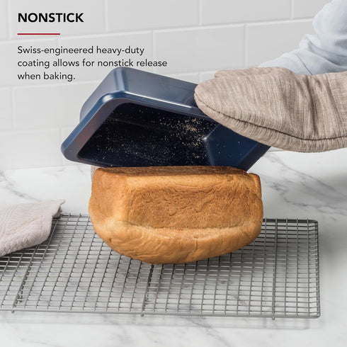 KitchenAid 9x5in Nonstick Aluminized Steel Loaf Pan, Ink Blue...