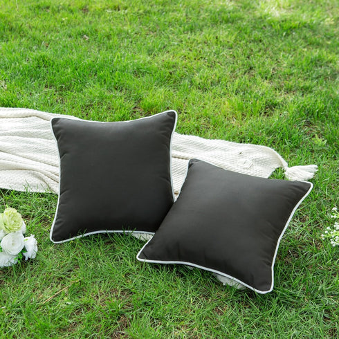 LIGICKY Pack of 2 Outdoor Waterproof Throw Pillow Covers Decorative Black and White Square Pillows Cushion Case Outside Pillowcase for Patio Couch...
