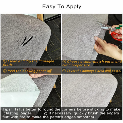 ILOFRI Linen Fabric Patches Self Adhesive 8x11 inch 2pcs, Fabric Couch Repair Tape Kits for Upholstery, Furniture, Car Seats, Office Chair, Sofa, ...
