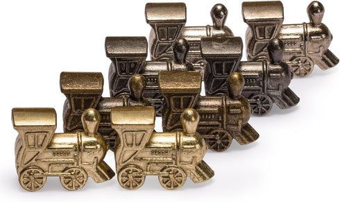 Yellow Mountain Imports Mexican Train Dominoes Accessory Set (5.8-Inch Wooden Hub Centerpiece, Die-Cast Metal Train Markers, and 60-Sheet Scorepad...