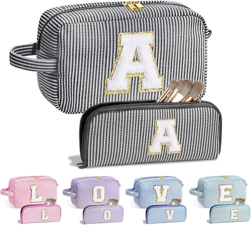 Gifts for Women - Personalized Birthday Gifts for Women Her Mom Best Friend Bridesmaid Girlfriend Teacher, Monogram Initial Black Cute Makeup Bag ...