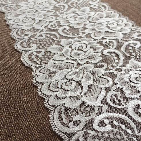 Olive Lace 6 inches Wide White Stretchy lace Ribbon Elastic Trim Fabric with Floral Pattern for Bridal Wedding Decorations , Sewing DIY Making and...