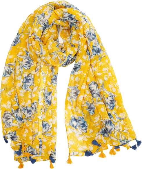 YOUR SMILE Large Boho Scarf for Women Lightweight Floral Printed Scarves Fall Winter Fashion Fringed Shawl wraps...