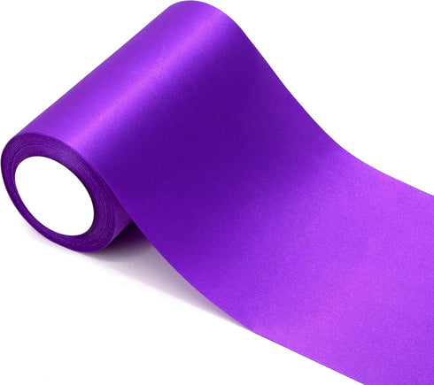 6 inch Purple Satin Ribbon, 24 yard Long Solid Fabric Ribbon for Wedding Birthday Party Baby Shower Decoration, Gift Wrapping, Bow Making, Chair S...