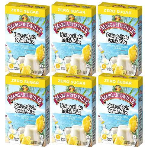 Margaritaville singles to go water drink mix - pina colada flavored, non-alcoholic powder sticks (6 boxes with 6 packets each - 36 total servings)...