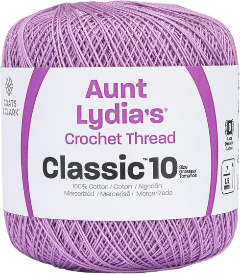 Coats Crochet Aunt Lydia's Crochet, Cotton Classic Size 10, Wood Violet (154-495)...