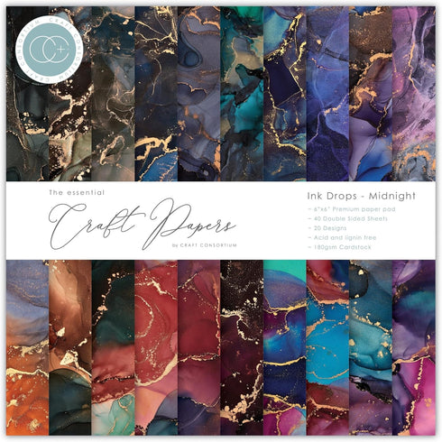 Craft Consortium 6x6 Inch Paper Pad Ink Drops Midnight...