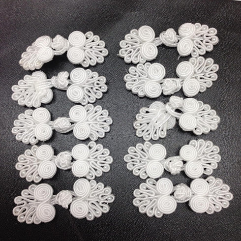 PEPPERLONELY 10 Pairs White Chinese Closure Buttons, Knot Frog Buttons Closure Sewing Buttons Fastener for DIY Sewing Coats Cheongsam Cloak Sweate...