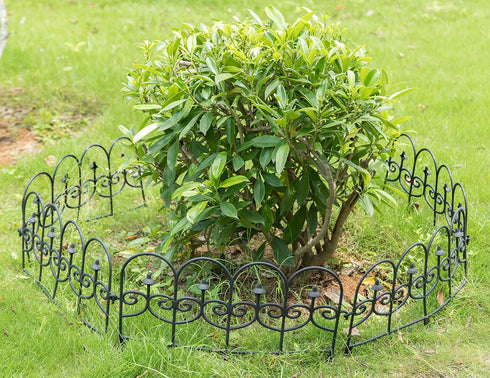 Gardenised QI003741.LB Decorative Black Vinyl Garden Patio Lawn Fence Landscape Panel Border, 24 x 13...