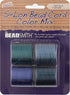 The Beadsmith S-Lon #18 Nylon Cord – Deep Blue Sea Mix – Tex210 Cord, 5mm Diameter, 4-Pack, 77 Yard Spools – for Stringing Beading Crochet, Micro-...