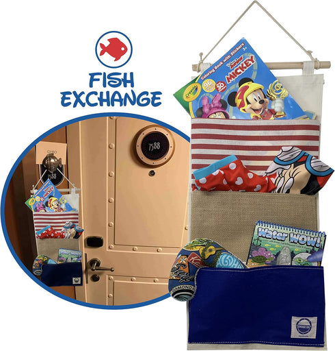 Cruise On Fish Extender Disney Cruise Gifts, 3-Pocket Hanging Organizer with Pockets, Fish Extender Hanger Fits Cabin Door, Ideal for Disney Cruis...