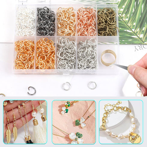 10 mm Jump Rings for Jewelry Making 7 Colors 1000 Pcs Stainless Steel Jump Rings with Open/Close Tools for Necklace Bracelet Repair Keychains Jewe...