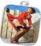3D Rose Print of Elvgren Pinup at Construction Site Pot Holder, 8 x 8...