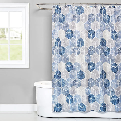 SKL Home Cubes Shower Curtain, Blue...