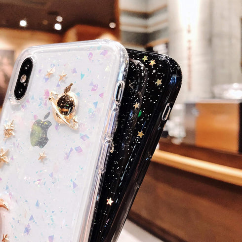 for iPhone XR Case Bling Planet Glitter with Space Sparkle Moon Star Universe Soft TPU Silicone Shockproof Protective Cases Cover for iPhone XR...