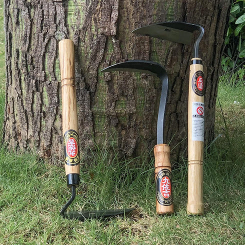 Kana Hoe 217 Japanese Garden Tool - Hand Hoe/Sickle is Perfect for Weeding and Cultivating. The Blade Edge is Very Sharp. (Beige-023)...
